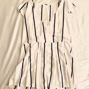 White Pinstripe Shortsleeved Romper